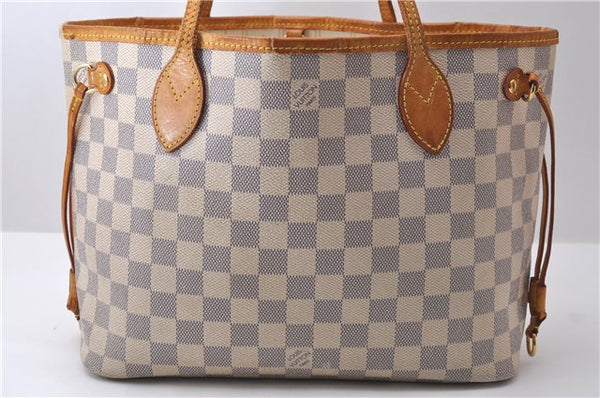 Authentic Louis Vuitton Damier Azur Neverfull PM Tote Bag N51110 LV 0115D