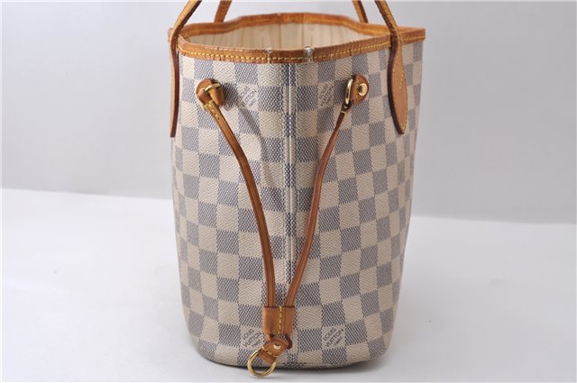 Authentic Louis Vuitton Damier Azur Neverfull PM Tote Bag N51110 LV 0115D