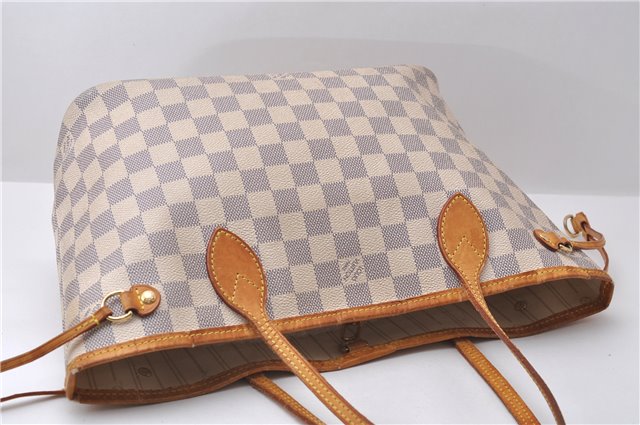 Authentic Louis Vuitton Damier Azur Neverfull PM Tote Bag N51110 LV 0115D