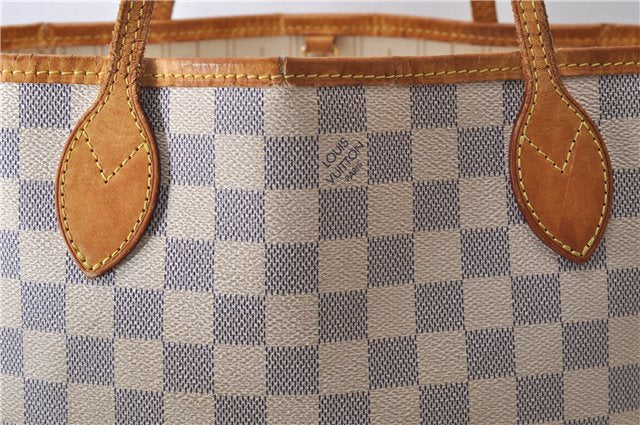 Authentic Louis Vuitton Damier Azur Neverfull PM Tote Bag N51110 LV 0115D