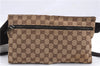 Authentic GUCCI Vintage Waist Body Bag Purse GG Canvas Leather 28566 Brown 0117E