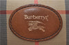 Authentic Burberrys Nova Check Canvas Leather Hand Boston Bag Brown Beige 0118E