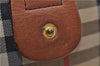 Authentic Burberrys Nova Check Canvas Leather Hand Boston Bag Brown Beige 0118E