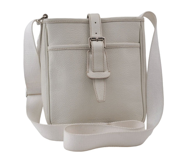 Authentic BURBERRY Vintage Leather Shoulder Cross Body Bag Purse White 0119E