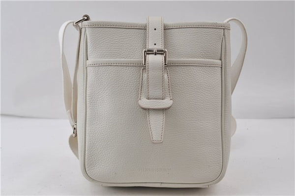 Authentic BURBERRY Vintage Leather Shoulder Cross Body Bag Purse White 0119E