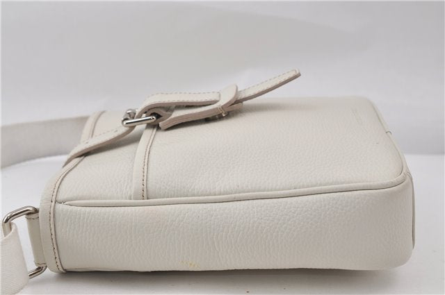 Authentic BURBERRY Vintage Leather Shoulder Cross Body Bag Purse White 0119E