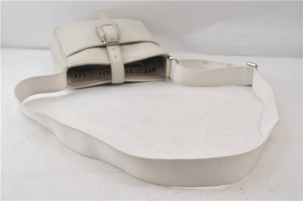 Authentic BURBERRY Vintage Leather Shoulder Cross Body Bag Purse White 0119E