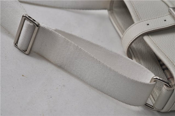 Authentic BURBERRY Vintage Leather Shoulder Cross Body Bag Purse White 0119E