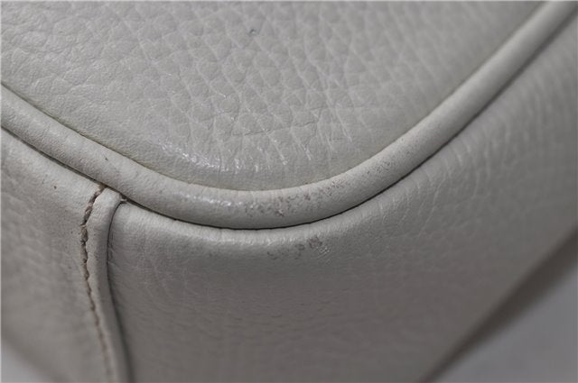 Authentic BURBERRY Vintage Leather Shoulder Cross Body Bag Purse White 0119E