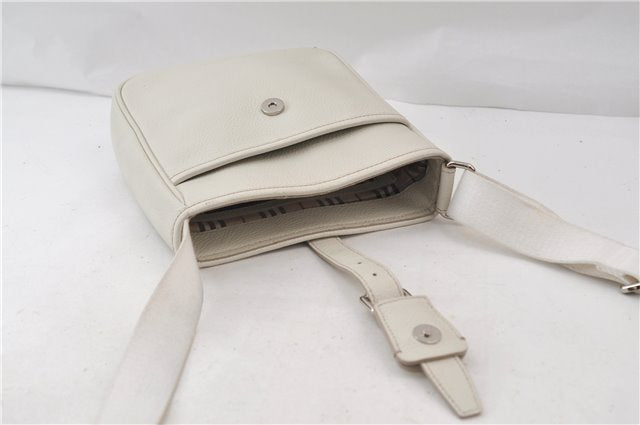 Authentic BURBERRY Vintage Leather Shoulder Cross Body Bag Purse White 0119E