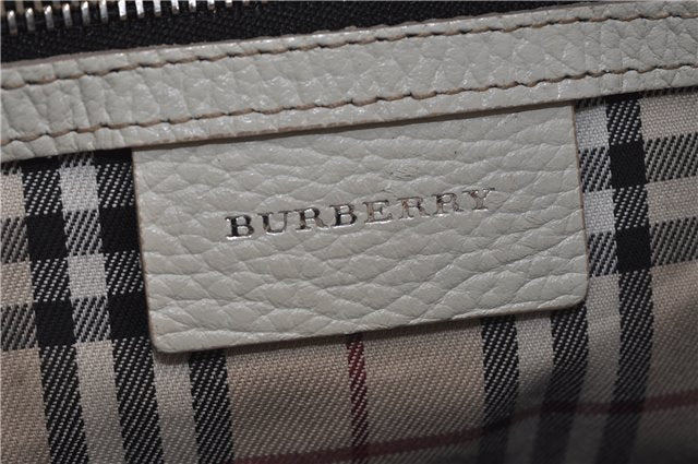 Authentic BURBERRY Vintage Leather Shoulder Cross Body Bag Purse White 0119E