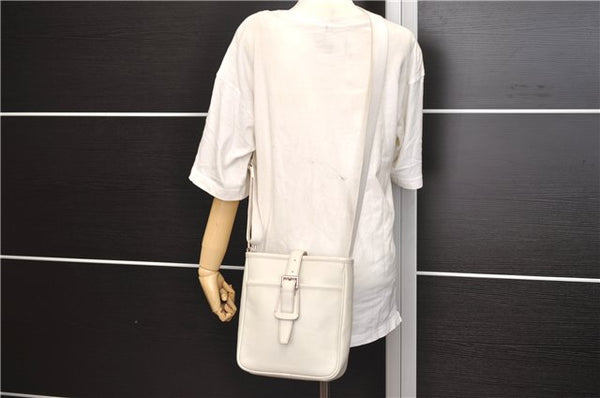 Authentic BURBERRY Vintage Leather Shoulder Cross Body Bag Purse White 0119E