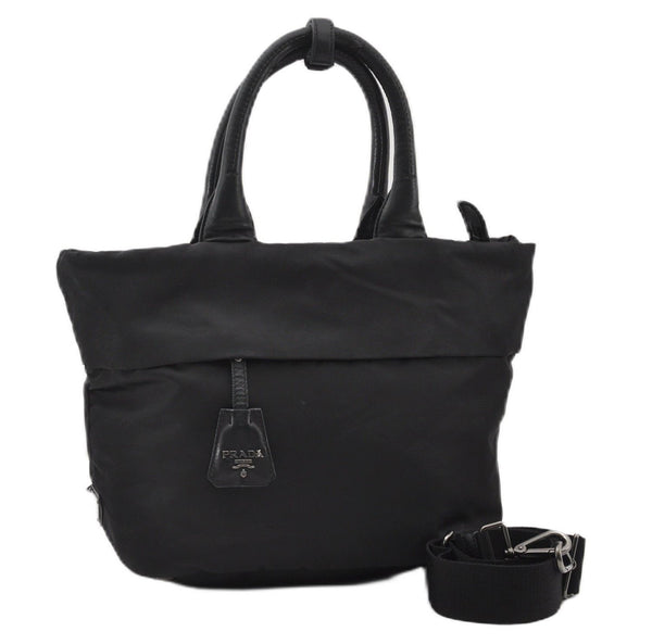 Authentic PRADA Nylon Tessuto Leather 2Way Shoulder Tote Bag Black 0119G