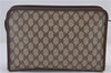 Authentic GUCCI Vintage Clutch Hand Bag Purse GG PVC Leather Brown 0120E