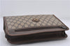 Authentic GUCCI Vintage Clutch Hand Bag Purse GG PVC Leather Brown 0120E