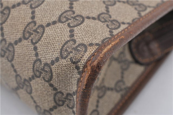 Authentic GUCCI Vintage Clutch Hand Bag Purse GG PVC Leather Brown 0120E