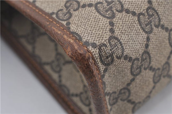 Authentic GUCCI Vintage Clutch Hand Bag Purse GG PVC Leather Brown 0120E