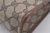 Authentic GUCCI Vintage Clutch Hand Bag Purse GG PVC Leather Brown 0120E