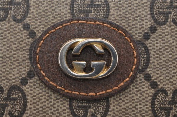 Authentic GUCCI Vintage Clutch Hand Bag Purse GG PVC Leather Brown 0120E