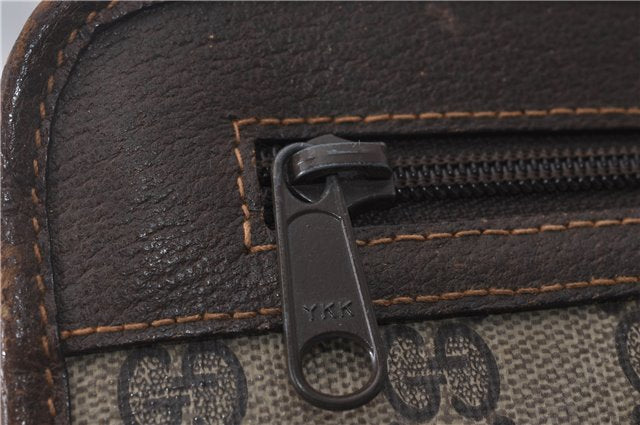 Authentic GUCCI Vintage Clutch Hand Bag Purse GG PVC Leather Brown 0120E