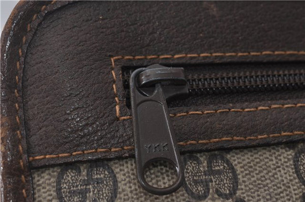 Authentic GUCCI Vintage Clutch Hand Bag Purse GG PVC Leather Brown 0120E