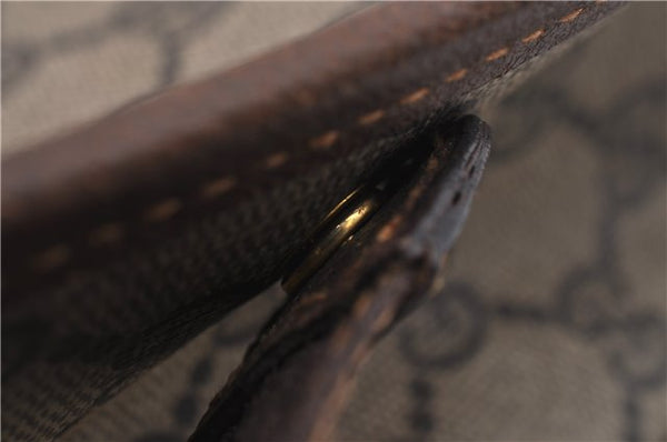 Authentic GUCCI Vintage Clutch Hand Bag Purse GG PVC Leather Brown 0120E