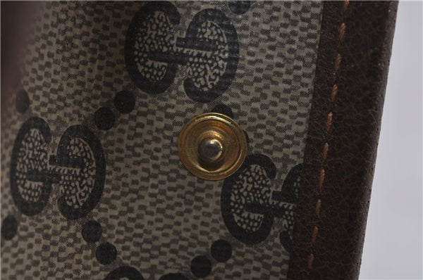 Authentic GUCCI Vintage Clutch Hand Bag Purse GG PVC Leather Brown 0120E
