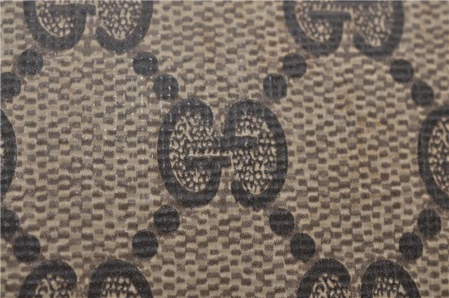 Authentic GUCCI Vintage Clutch Hand Bag Purse GG PVC Leather Brown 0120E