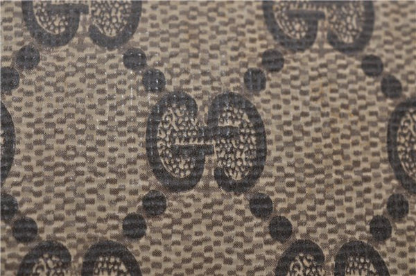 Authentic GUCCI Vintage Clutch Hand Bag Purse GG PVC Leather Brown 0120E