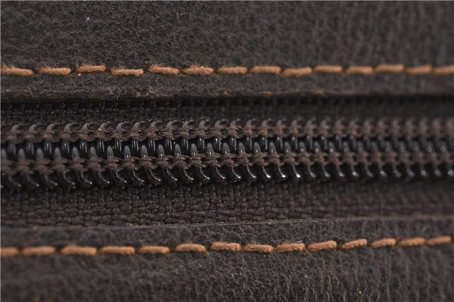 Authentic GUCCI Vintage Clutch Hand Bag Purse GG PVC Leather Brown 0120E