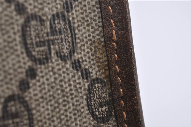 Authentic GUCCI Vintage Clutch Hand Bag Purse GG PVC Leather Brown 0120E