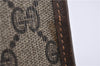Authentic GUCCI Vintage Clutch Hand Bag Purse GG PVC Leather Brown 0120E