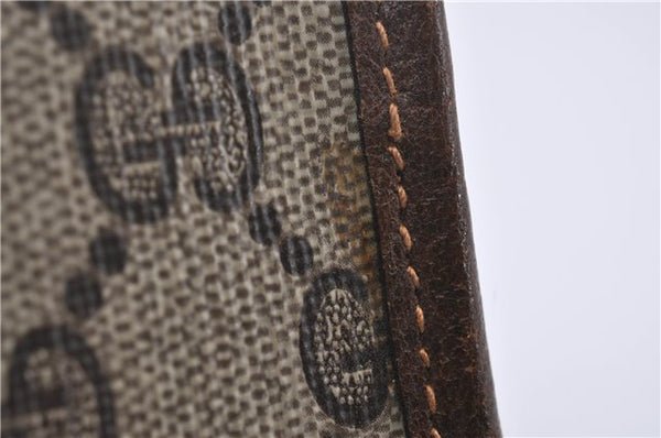 Authentic GUCCI Vintage Clutch Hand Bag Purse GG PVC Leather Brown 0120E