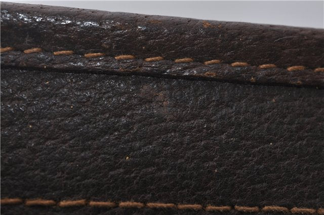 Authentic GUCCI Vintage Clutch Hand Bag Purse GG PVC Leather Brown 0120E