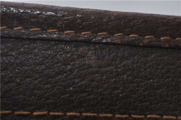 Authentic GUCCI Vintage Clutch Hand Bag Purse GG PVC Leather Brown 0120E