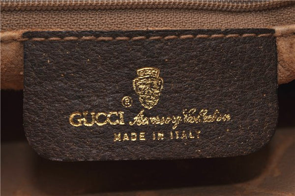 Authentic GUCCI Vintage Clutch Hand Bag Purse GG PVC Leather Brown 0120E