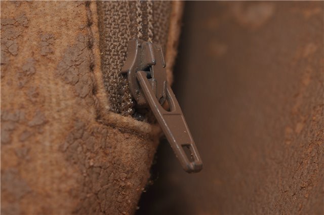 Authentic GUCCI Vintage Clutch Hand Bag Purse GG PVC Leather Brown 0120E