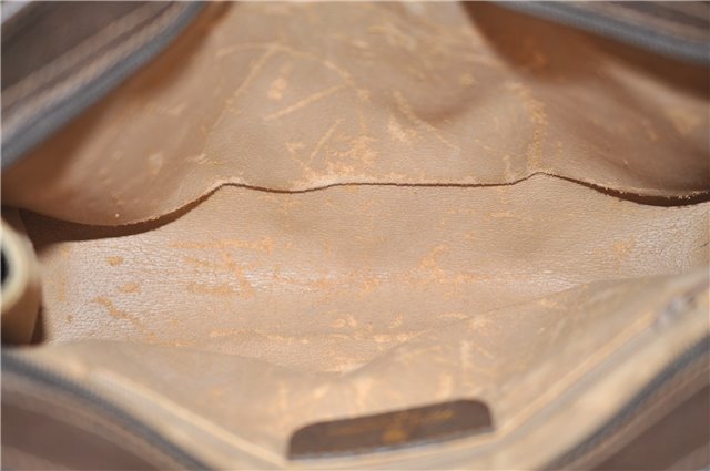 Authentic GUCCI Vintage Clutch Hand Bag Purse GG PVC Leather Brown 0120E