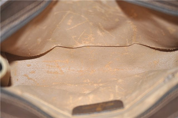 Authentic GUCCI Vintage Clutch Hand Bag Purse GG PVC Leather Brown 0120E