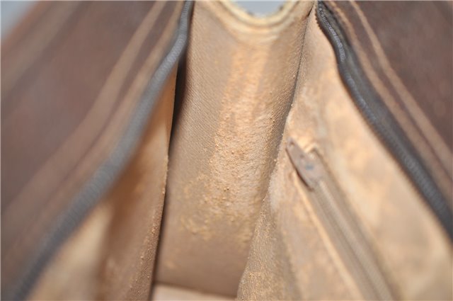 Authentic GUCCI Vintage Clutch Hand Bag Purse GG PVC Leather Brown 0120E