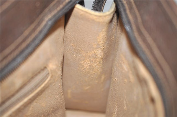 Authentic GUCCI Vintage Clutch Hand Bag Purse GG PVC Leather Brown 0120E