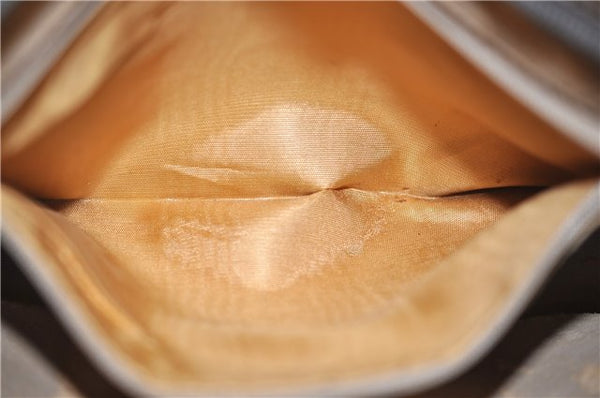 Authentic GUCCI Vintage Clutch Hand Bag Purse GG PVC Leather Brown 0120E