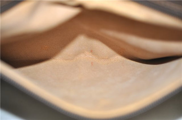 Authentic GUCCI Vintage Clutch Hand Bag Purse GG PVC Leather Brown 0120E