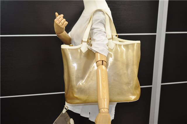 Auth Louis Vuitton Epi Plage Lagoon Bay Tote Bag M92471 Clear Beige White 0122E