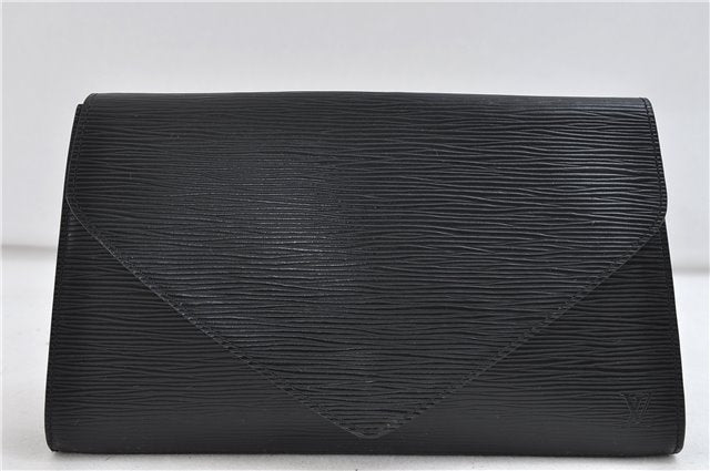 Authentic Louis Vuitton Epi Arts Deco Clutch Bag Black M52632 LV 0123D