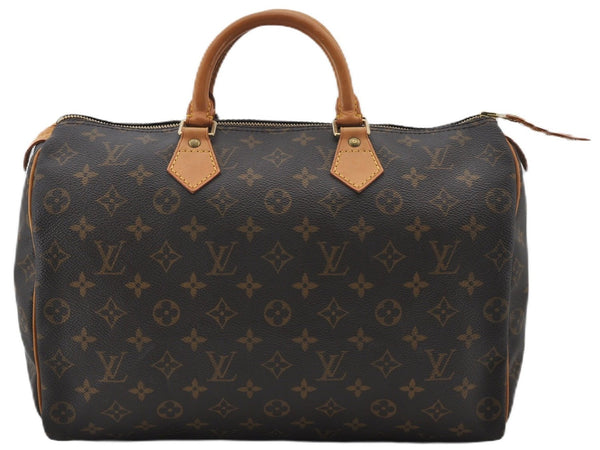 Authentic Louis Vuitton Monogram Speedy 35 Hand Boston Bag M41524 LV 0130F