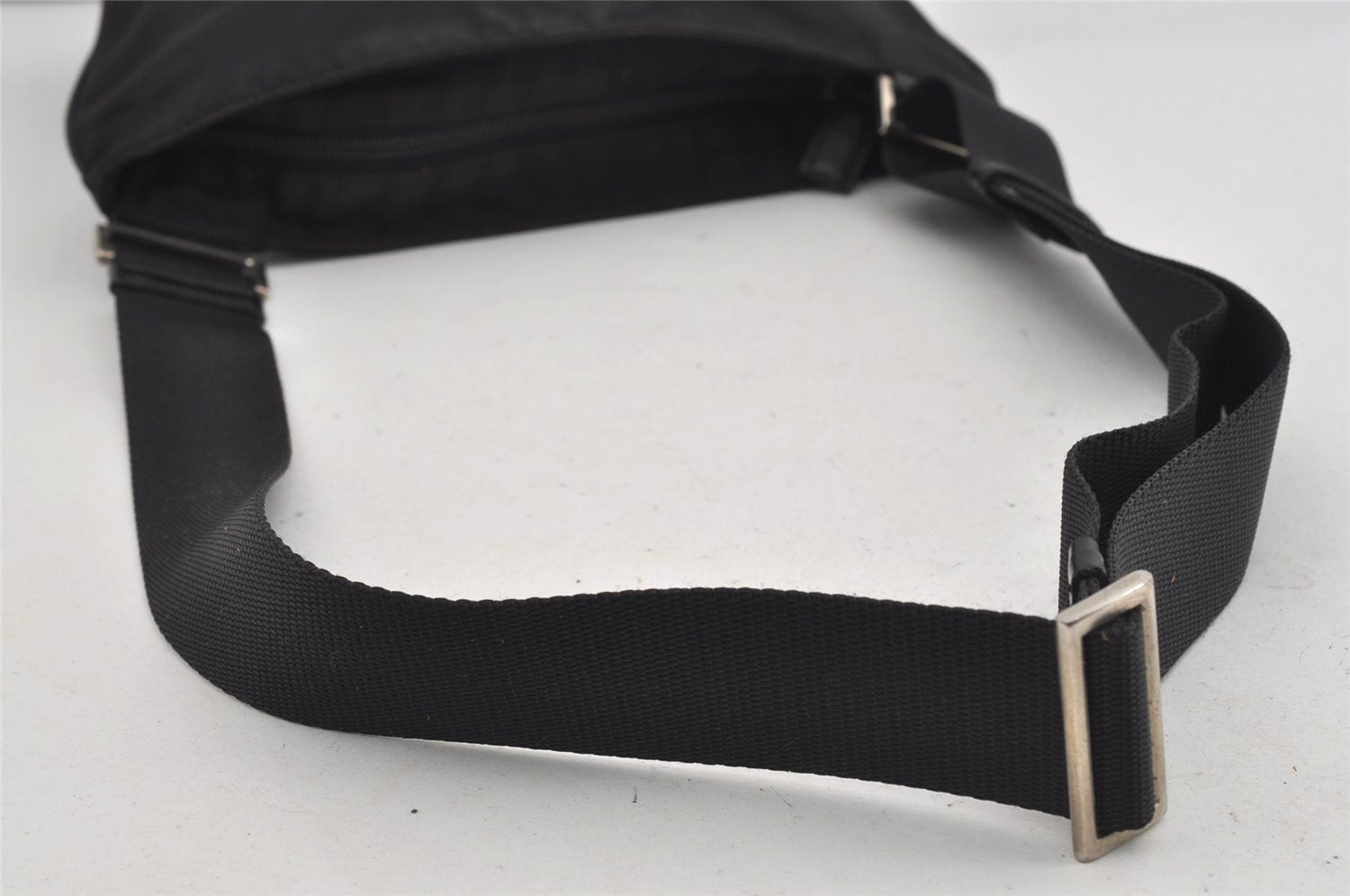 Authentic PRADA Nylon Tessuto Leather Shoulder Cross Body Bag Purse Black 0130I