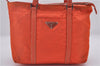 Authentic PRADA Nylon Tessuto Leather Shoulder Tote Bag Purse Orange 0132E