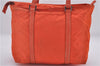 Authentic PRADA Nylon Tessuto Leather Shoulder Tote Bag Purse Orange 0132E