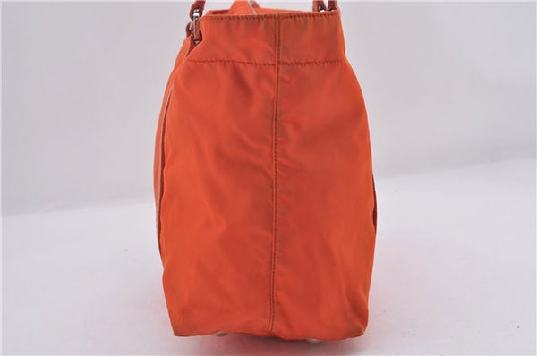Authentic PRADA Nylon Tessuto Leather Shoulder Tote Bag Purse Orange 0132E